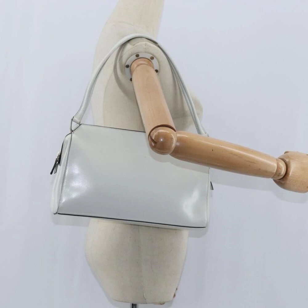 PRADA Tote Bag Leather White Silver Auth 150139 - Picture 15 of 16